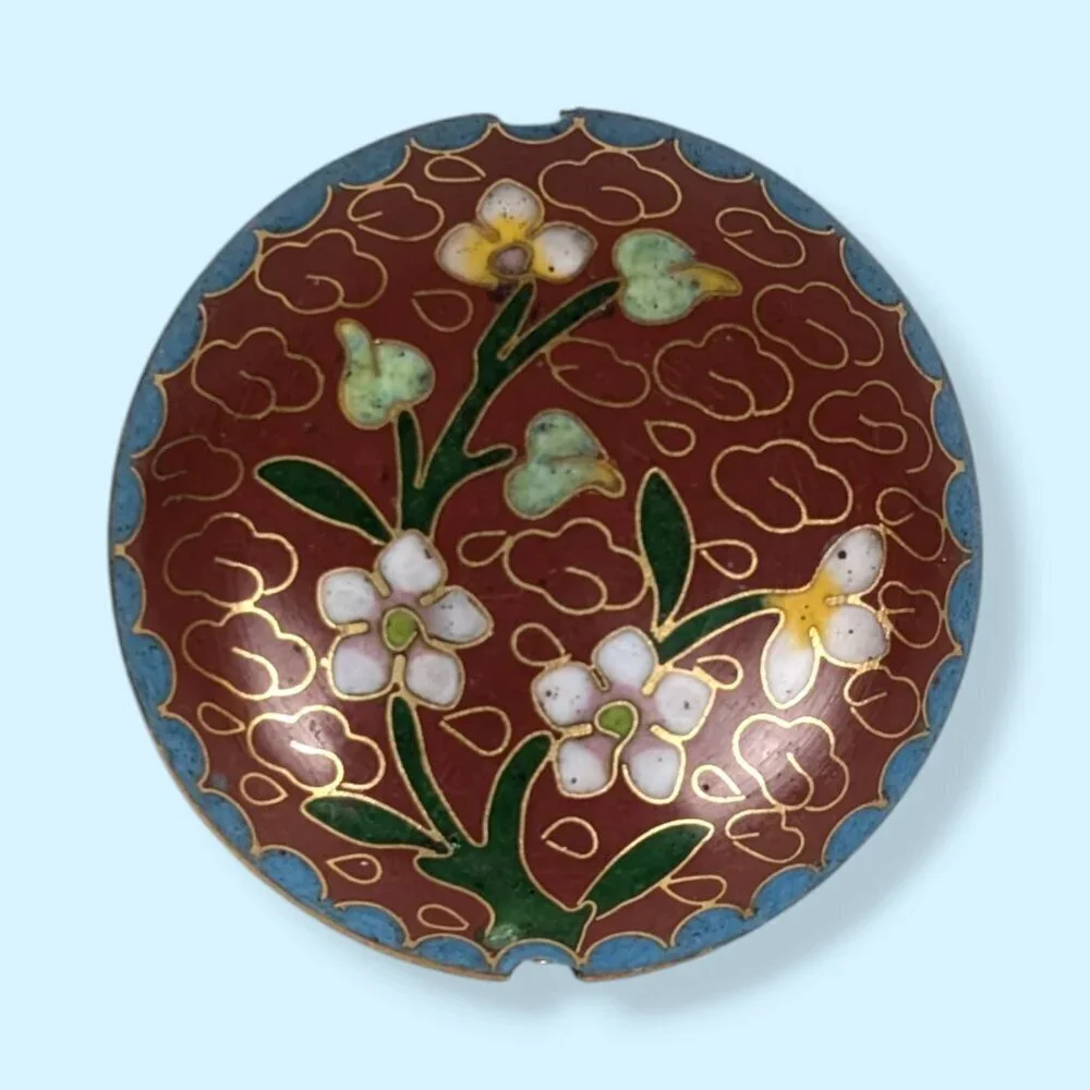 Vintage Cloisonné Colourful Floral Bead - Picture 2 of 7